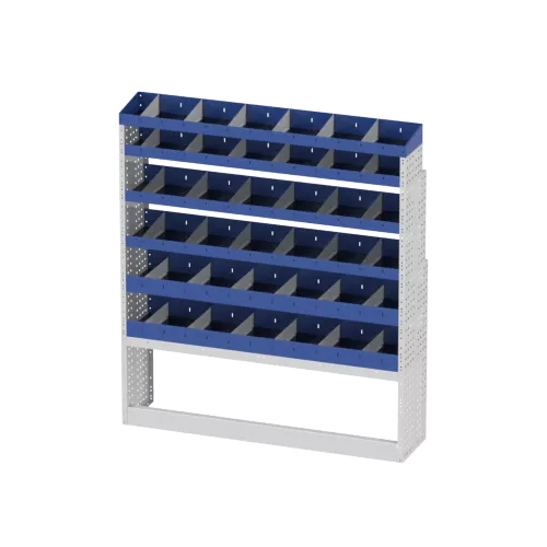 The Base shelving, on the right side of your Man Tge L3H3. Includes: open wheel arch cover, 4 shelves with dividers and end shelving