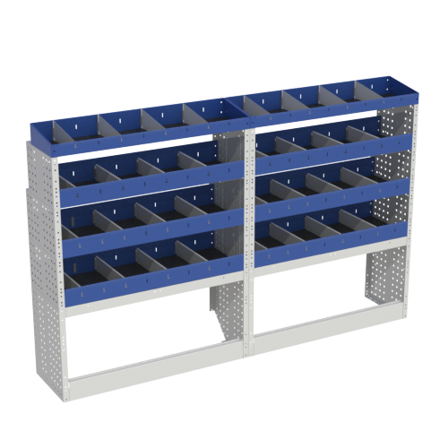 BASE module that we have designed for the left equipment of your Transporter L1 includes: open wheel arch cover, shelves with dividers, shelving with removable containers. The ideal solution for those who need to organize their small parts and equipment in a professional way.