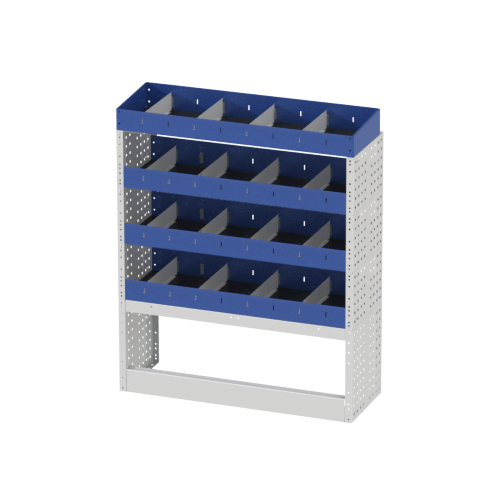 Right side module Talento BASE with open wheel arch cover 3 shelves with dividers and terminal-all-door shelf with dividers.