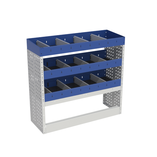 The BASE module for Ford Connect L1H1 consists of a wheel arch cover, 3 three shelves with dividers