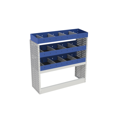 Ford Courier van racking 8 Left module for Courier L1 consisting of a wheel arch cover, 2 shelves with dividers and a terminal.