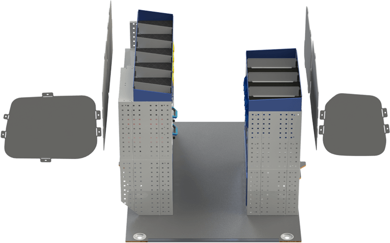 peugeot bipper van racking 12 An example of van racking with shelving on the right side and shelving on the left side of the Bipper, in the lower part we see a Tecnolam flooring.